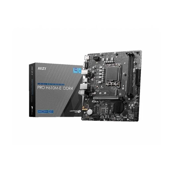 MSI Pro H610M-E M.2 Sata Ddr4 3200MHz Usb 3.2 Vga Hdmi Ses G.Lan 1700P mATX Anakart