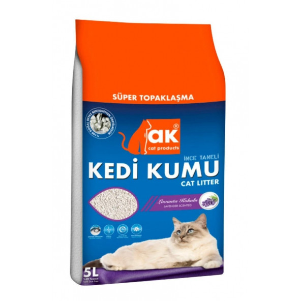 Akkum Lavanta Kokulu İnce Taneli Kedi Kumu 5 L.