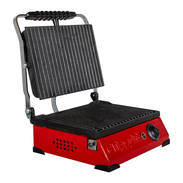 8 Dilim Elektrikli Saf Döküm Tost Makinesi  (Döküm 30x23) - Kırmızı - Resim 2