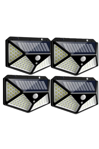 4 Adet Solar Bahçe Lambası 100 Led Bahçe Aplik Bahçe Lambası Bahçe Aydınlatma