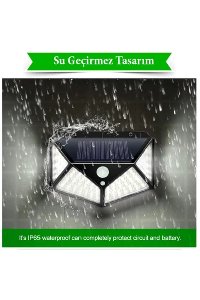 4 Adet Solar Bahçe Lambası 100 Led Bahçe Aplik Bahçe Lambası Bahçe Aydınlatma - 2