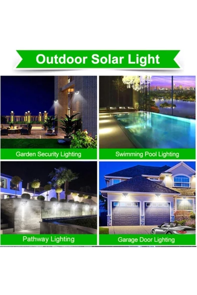 4 Adet Solar Bahçe Lambası 100 Led Bahçe Aplik Bahçe Lambası Bahçe Aydınlatma - 6