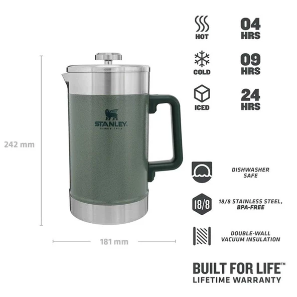 Stanley 48OZ Classic Vac French Press H. Green EU - 2