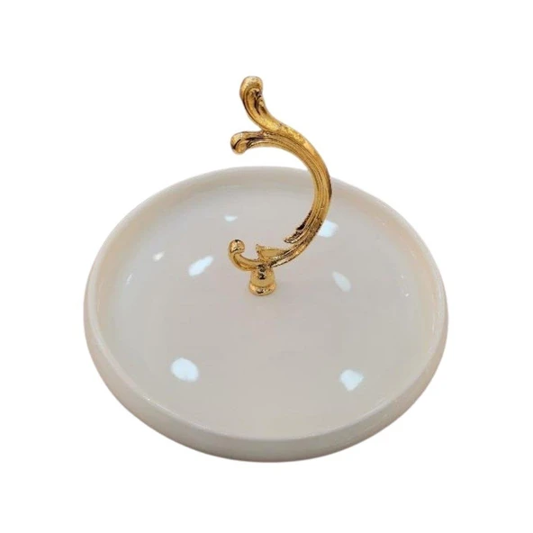 DÖKÜM AYAK YUVARLAK PEYNİR TABAĞI ALTIN