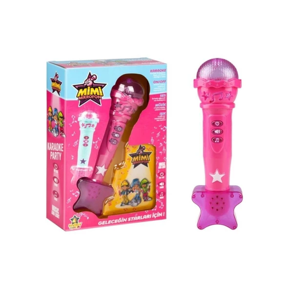 Erdem Oyuncak Pilli Işıklı Sesli Karaoke Mikrofon-Pembe - 2