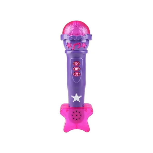 Erdem Oyuncak Pilli Işıklı Sesli Karaoke Mikrofon-Mor