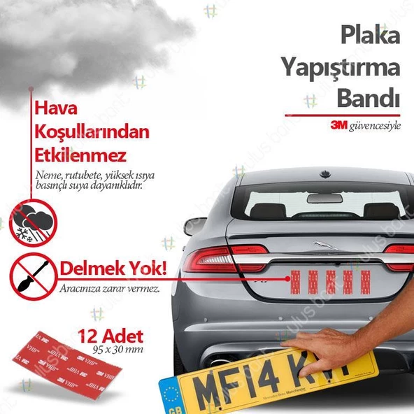 Geseus Plaka Yapıştırma Bandı 3M Güvencesi ile 24Adet 95x30mm 2 Paket - 2