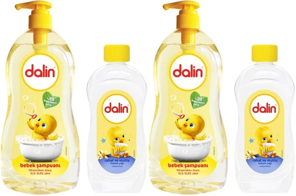 Dalin Bebek Şampuanı Klasik 700ML Pompalı + 100ML Bebek Yağı (Rahat ve Mutlu) (2 Li Set)