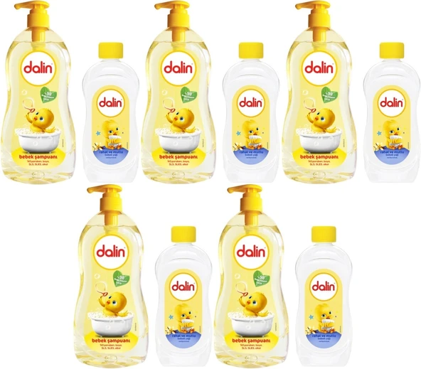 Dalin Bebek Şampuanı Klasik 700ML Pompalı + 100ML Bebek Yağı (Rahat ve Mutlu) (5 Li Set)
