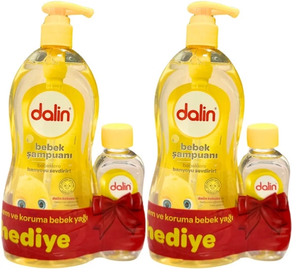 Dalin Bebek Şampuanı Klasik 700ML Pompalı + Bebek Yağı Hediye 100ML (Nem Koruma) (2 Li Set)