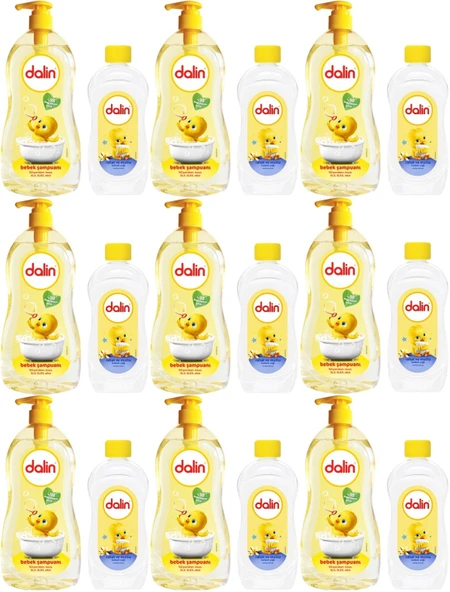 Dalin Bebek Şampuanı Klasik 700ML Pompalı + 100ML Bebek Yağı (Rahat ve Mutlu) (9 Lu Set)