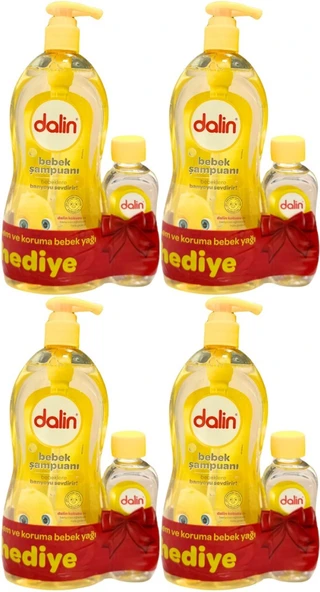 Dalin Bebek Şampuanı Klasik 700ML Pompalı + Bebek Yağı Hediye 100ML (Nem Koruma) (4 Lü Set)