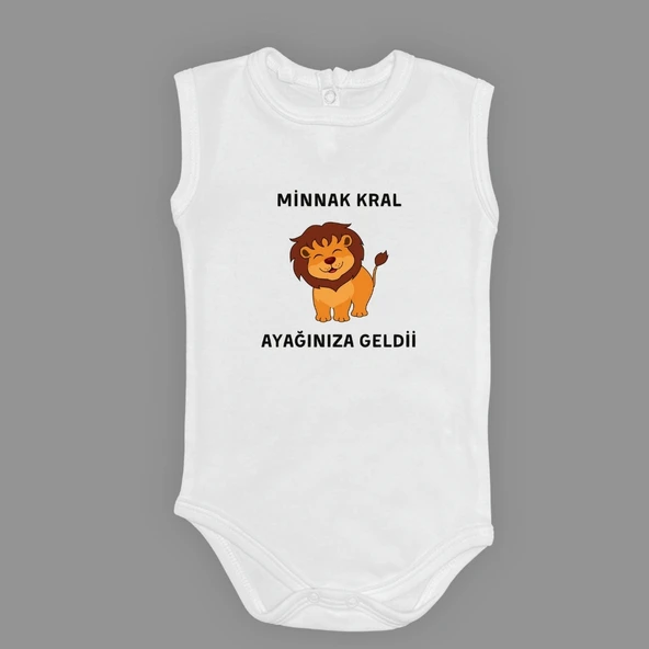 Minnak Kral Ayağınıza Geldii Baskılı Bebek Body Zıbın Çıtçıtlı Badi ürün görseli 1