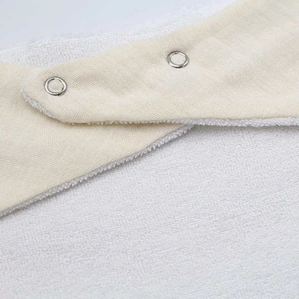 BabyJem Ahşap Diş Kaşıyıcılı Bürümcük Müslin Önlük 736 Ekru - 5