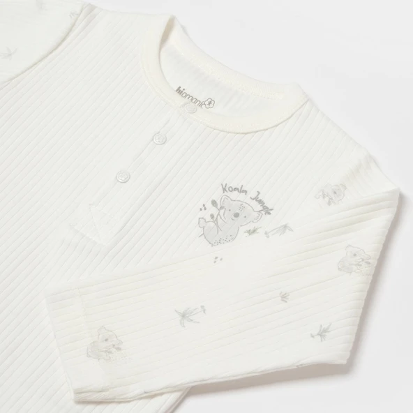 Bibaby Biorganic Koala Jungle Uzun Kol Bebek Body 56973 Gri - 3