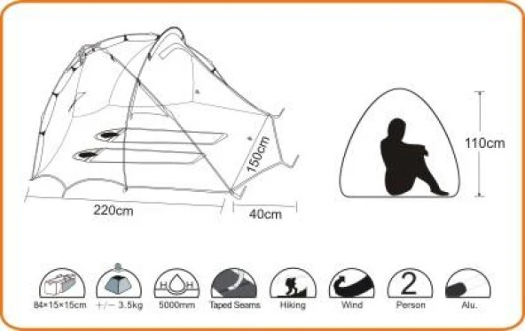Wildland C Mover 3 Mevsim 2 Kişilik Kamp Çadırı - 3