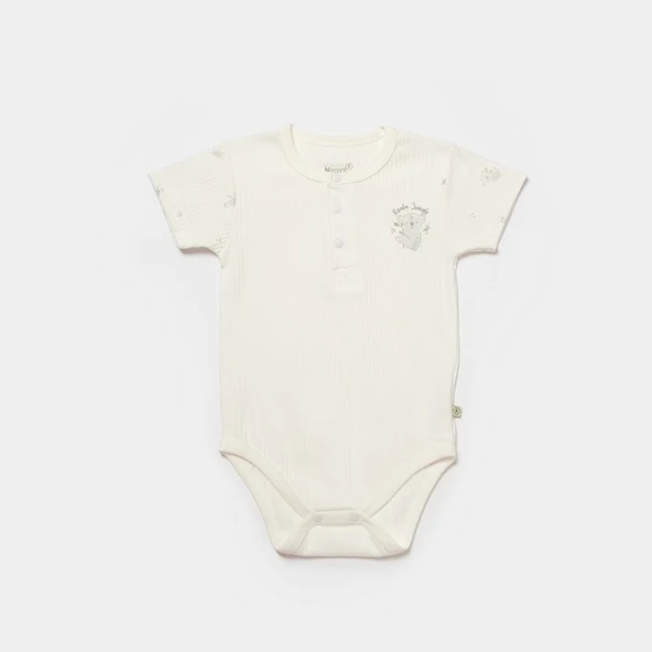 Bibaby Biorganic Koala Jungle Kısa Kol Bebek Body 56972 Gri
