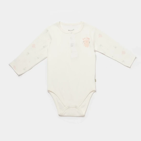 Bibaby Biorganic Koala Jungle Uzun Kol Bebek Body 56973 Pembe