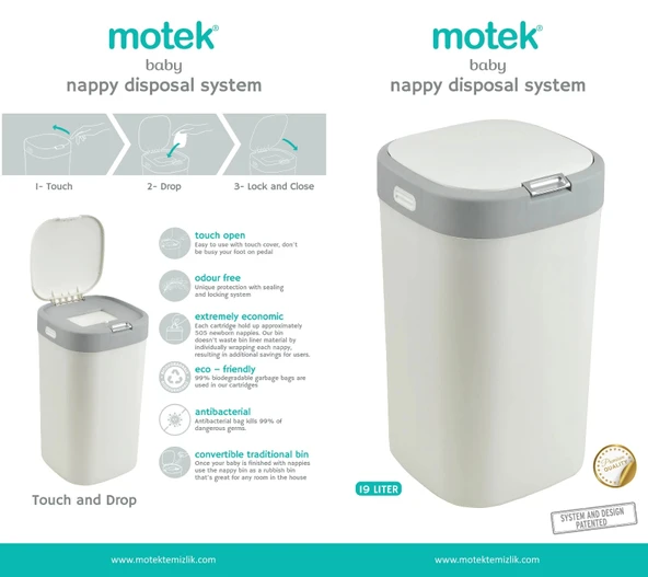 Motek Bebek Bezi Atık Çöp Kovası - 9