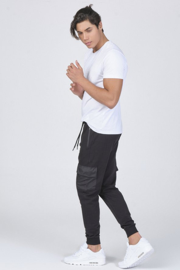 Siyah Erkek Kargo Cepli Eşofman Altı Mascarano - 4