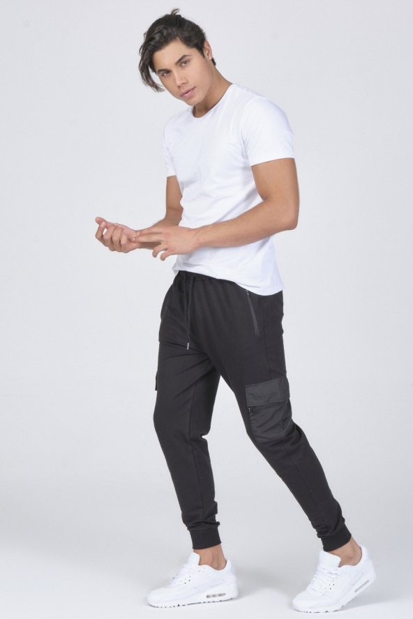 Siyah Erkek Kargo Cepli Eşofman Altı Mascarano - 6