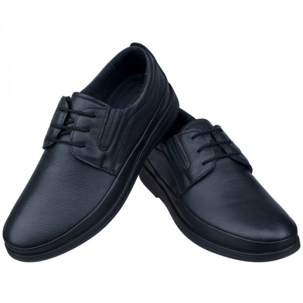 Siyah Baskılı Ortopedik Diyabetik Bağcıklı Klasik Erkek Ayakkabı