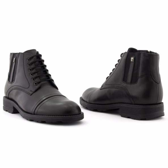 Siyah Lastik Konçlu Bağcıklı Fermuarlı Klasik Erkek Bot - 4