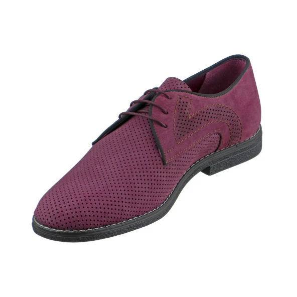 Bordo Nubuk Delikli Bağcıklı Erkek Ayakkabı - 4