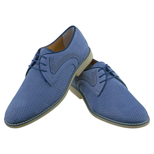 Mavi Nubuk Delikli Bağcıklı Erkek Ayakkabı