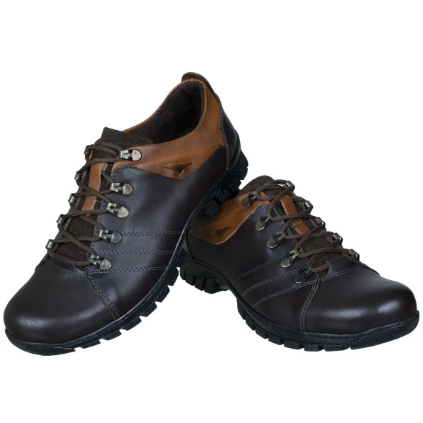 Kahverengi Taba Dikiş Motifli Bağcıklı Günlük Erkek Ayakkabı