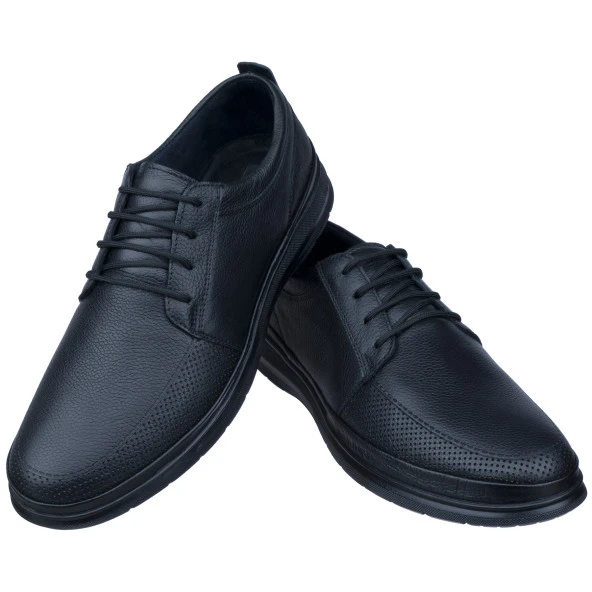 Siyah Lazer Motifli Bağcıklı Günlük Erkek Ayakkabı