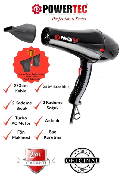 Powertec TR-901 Profesyonel Saç Kurutma Fön Makinesi ürün görseli 1