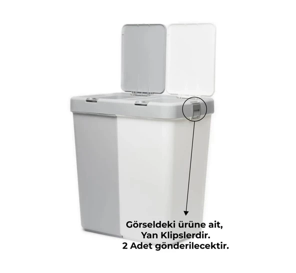 Motek Çamaşır Sepeti Çöp Kovası Yedek Yan Klips 40-80 Litre Uyumlu 2 Adet - 3