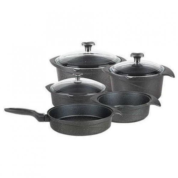 Aryıldız Gusto 9 Parça Döküm Tencere Seti Siyah