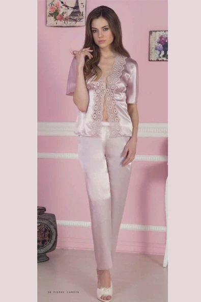 Pierre Cardin 6695 Kadın 6 Parça Kaplı Uzun Gecelik Sabahlık Çeyiz Set Takım - 2