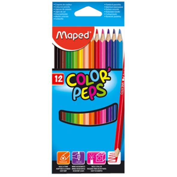 Maped Kuru Boya Karton Kutu Tam Boy Üçgen 12 Renk 183212