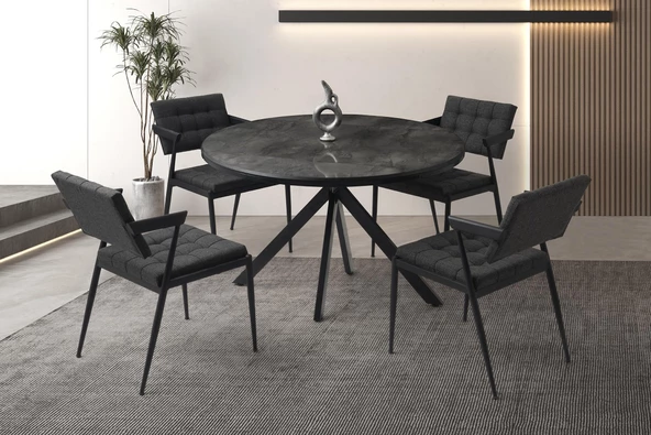 Açılır Yuvarlak Pegasus Masa 4 Adet Jumbo Sandalye