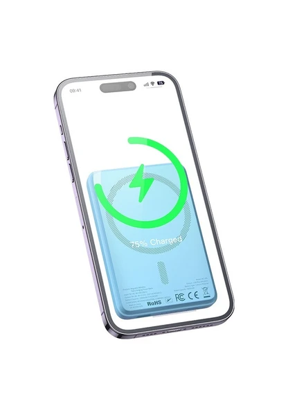 Mcdodo MC-3952 15W Mini Manyetik 5000 mAh Powerbank- Mavi - 4