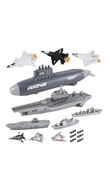 Oyuncak Savaş Gemisi ve Denizaltı Savaş Gemisi Savaş Uçağı ve Deniz Donanması Komple Set - 5