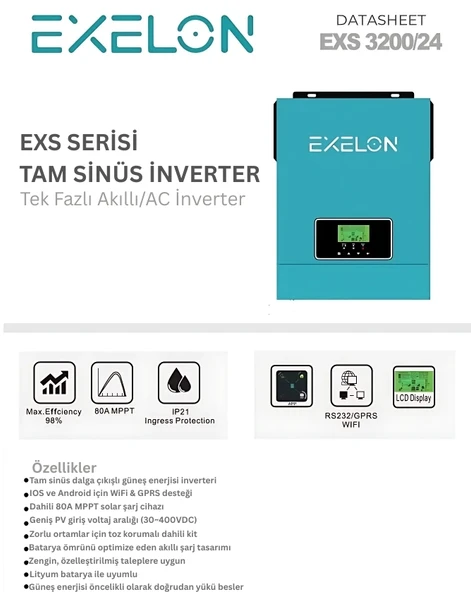 Exelon 3KW 24V Akıllı İnverter MPPT (400VDC) - 2