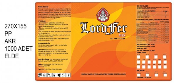LORDFER MİX SIVI BORLU MANGANLI DEMİRLİ MAGNEZYUMLU GÜBRE TAKVİYESİ 5 LİTRE - 2