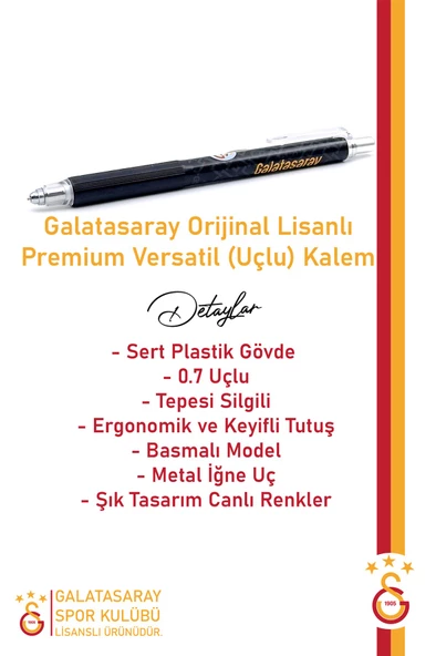 Galatasaray Orijinal Lisanslı Premium Versatil Uçlu Kalem 0.7 Hediyelik Ahşap Kutulu - 12