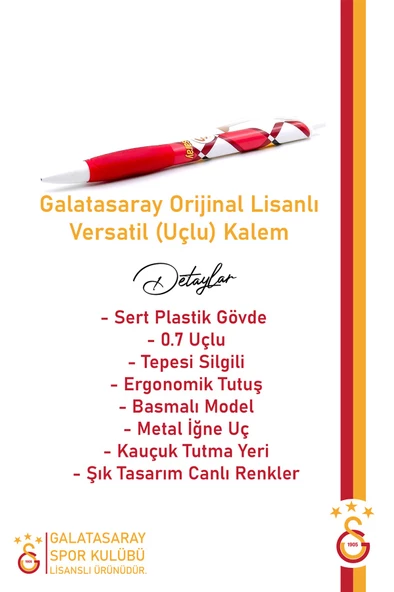 Galatasaray Orijinal Lisanslı Versatil Uçlu Kalem 0.7 Hediyelik Ahşap Kutulu - 12