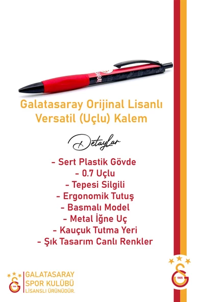 Galatasaray Orijinal Lisanslı Versatil Uçlu Kalem 0.7 Hediyelik Ahşap Kutulu - 2