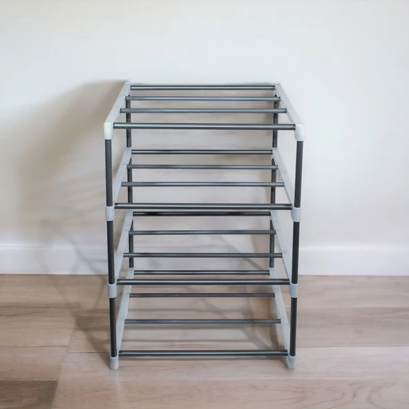 Metal Borulu 4 Katlı Ayakkabılık Çok Amaçlı Organizer Raf Banyo Kiler Metal Hurç - 4