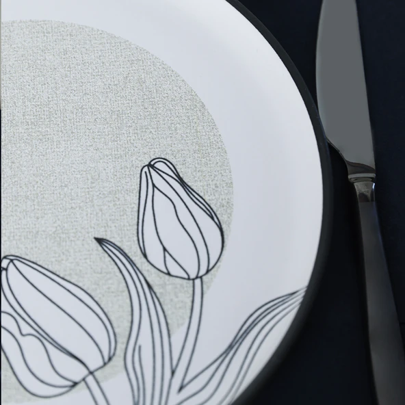 Keramika Keraart Shade Flowers Nordic Pasta Tabağı 22 Cm 6 Adet 21848 - 4