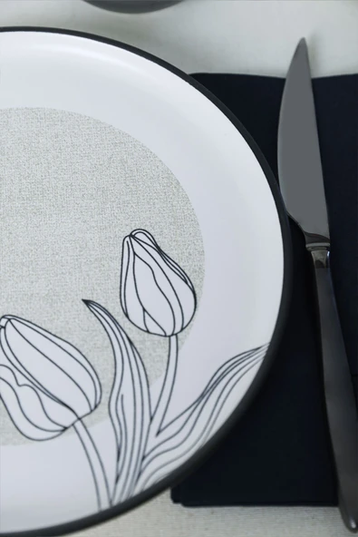 Keramika Keraart Shade Flowers Nordic Pasta Tabağı 22 Cm 6 Adet 21848 - 4