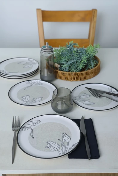 Keramika Keraart Shade Flowers Nordic Pasta Tabağı 22 Cm 6 Adet 21848 - 2