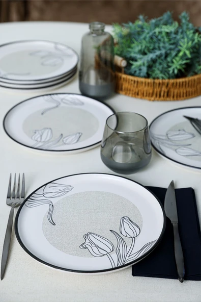 Keramika Keraart Shade Flowers Nordic Pasta Tabağı 22 Cm 6 Adet 21848