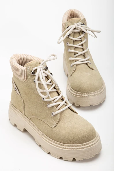 JOO Krem Cat Bağcık Detaylı Kadın Bot - Resim 7